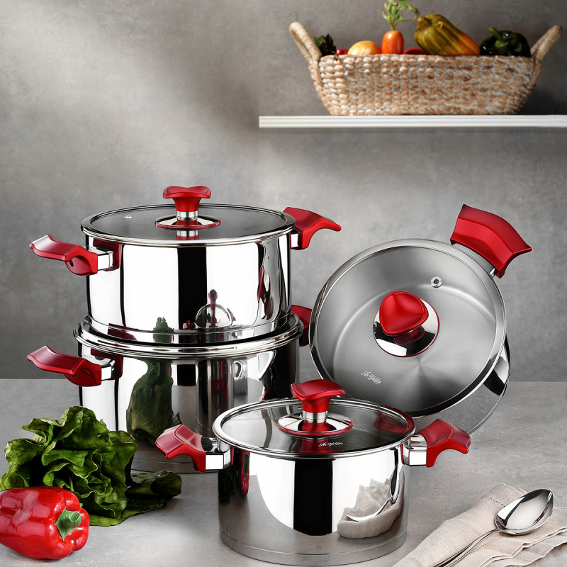 Aryıldız King 8 Parça Tencere Seti Red - 1