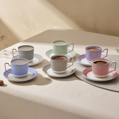 Aryıldız Lily 6 Kişilik 12 Parça Kahve Fincan Takımı - ARYILDIZ