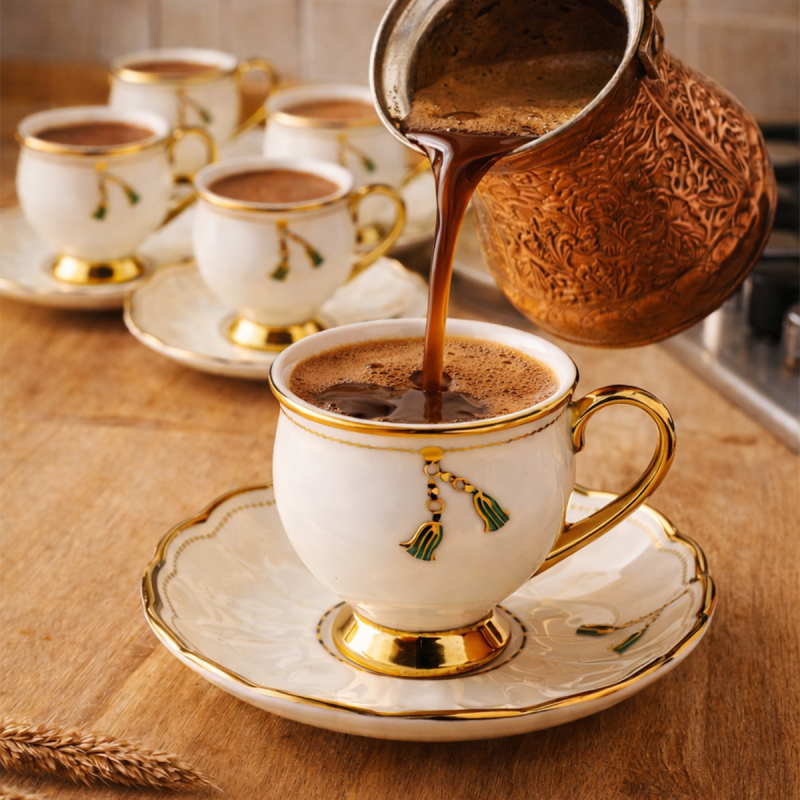 Aryıldız Liona 12 Parça 6 Kişilik Türk Kahve Fincan Takımı - 5