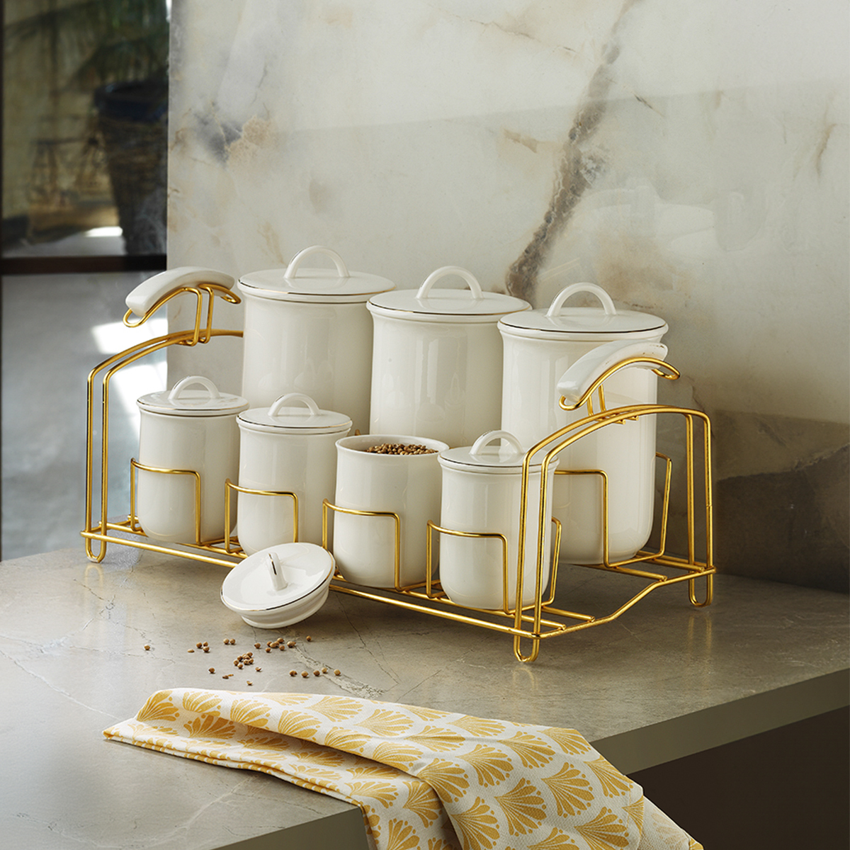 Aryıldız Lunar Gold 7 Parça Baharat Takımı | Gallery Crystal