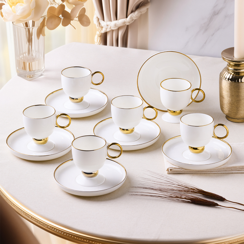 Aryıldız Margaux Gold 12 Parça 6 Kişilik Türk Kahve Fincanı - 1