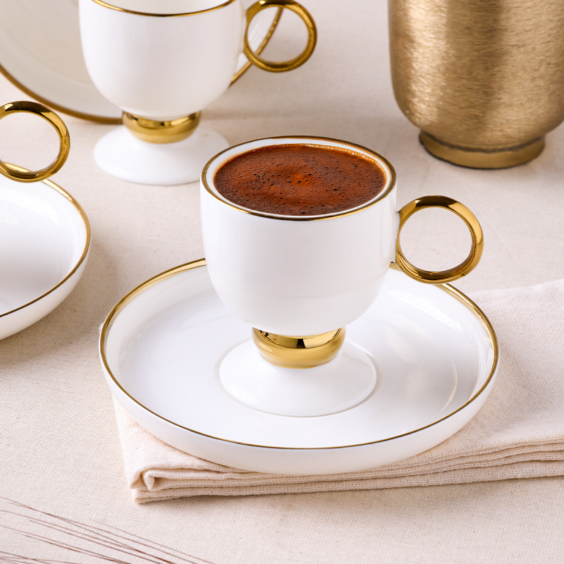 Aryıldız Margaux Gold 12 Parça 6 Kişilik Türk Kahve Fincanı - 2
