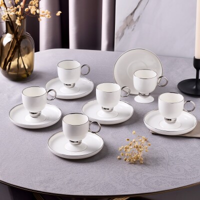 Aryıldız Margaux Platin 12 Parça 6 Kişilik Türk Kahve Fincanı - ARYILDIZ