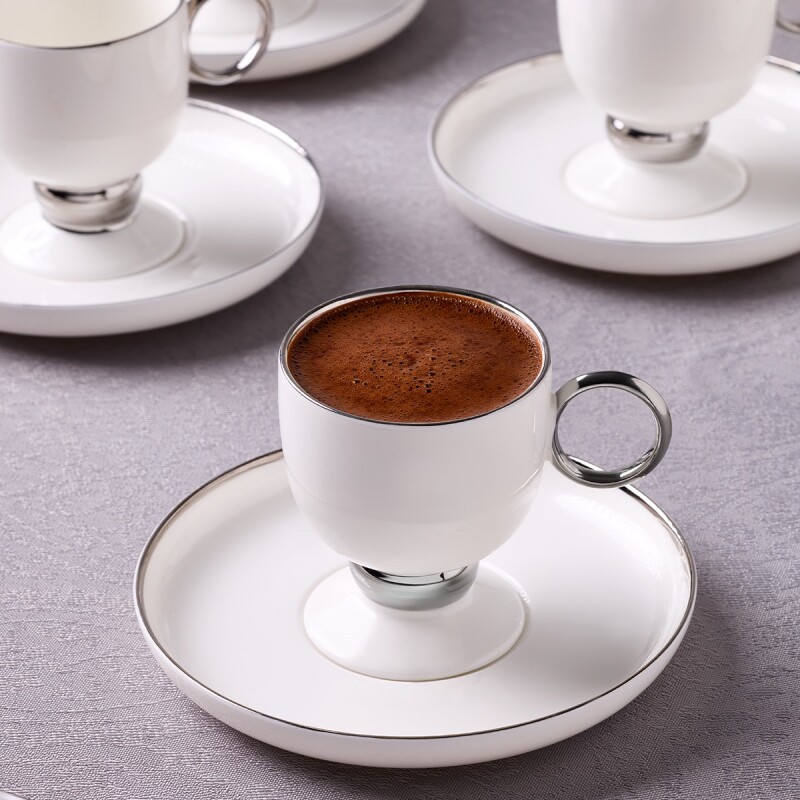 Aryıldız Margaux Platin 12 Parça 6 Kişilik Türk Kahve Fincanı - 2