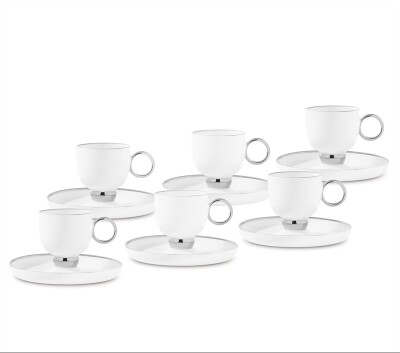 Aryıldız Margaux Platin 12 Parça 6 Kişilik Türk Kahve Fincanı - 3