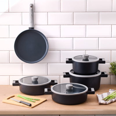 Aryıldız Matilda Alüminyum Döküm 9 Parça Tencere Seti Antrasit - ARYILDIZ