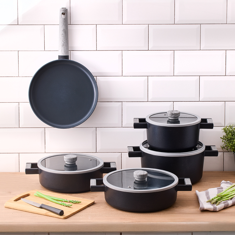 Aryıldız Matilda Alüminyum Döküm 9 Parça Tencere Seti Antrasit - 1