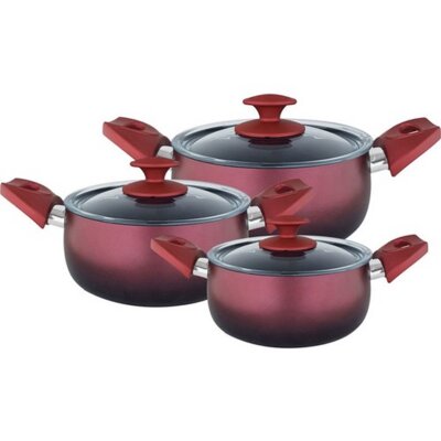 Aryıldız Nova Granit Güveç Set 6 Parça Kırmızı Siyah - ARYILDIZ