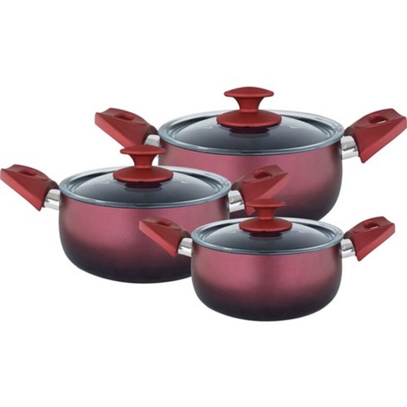 Aryıldız Nova Granit Güveç Set 6 Parça Kırmızı Siyah - 1