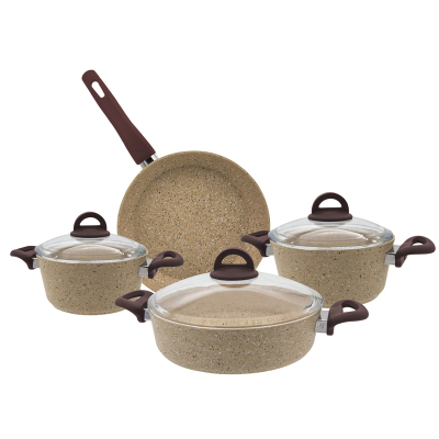 Aryıldız Pedro 7 Parça Tencere Seti Brown - ARYILDIZ