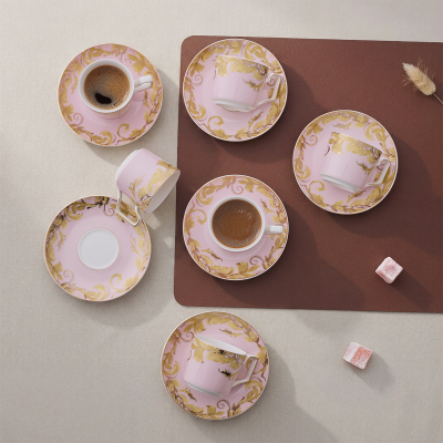 Aryıldız Peony Pembe 6 Kişilik 12 Parça Kahve Fincan Takımı - ARYILDIZ