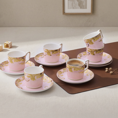 Aryıldız Peony Pembe 6 Kişilik 12 Parça Kahve Fincan Takımı - 2