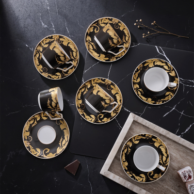 Aryıldız Peony Siyah 6 Kişilik 12 Parça Kahve Fincan Takımı - 2