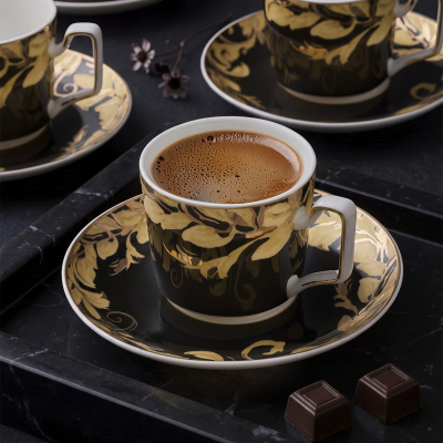 Aryıldız Peony Siyah 6 Kişilik 12 Parça Kahve Fincan Takımı - 3