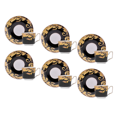 Aryıldız Peony Siyah 6 Kişilik 12 Parça Kahve Fincan Takımı - 5