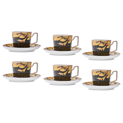 Aryıldız Peony Siyah 6 Kişilik 12 Parça Kahve Fincan Takımı - 6