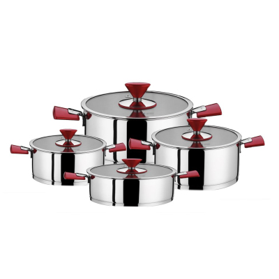 Aryıldız Piramit 8 Parça Tencere Seti Red - ARYILDIZ