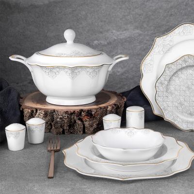 Aryıldız Porselen 60 Parça 12 Kişilik Gold Yemek Takımı - ARYILDIZ