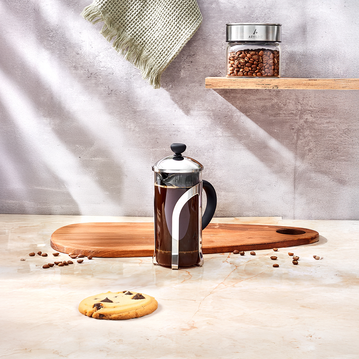 Aryıldız Java Grey French Press 800 ml | Gallery Crystal