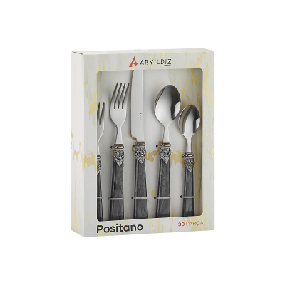 Aryıldız Positano 6 Kişilik 30 Parça Çatal Kaşık Bıçak Takımı Gri - 7