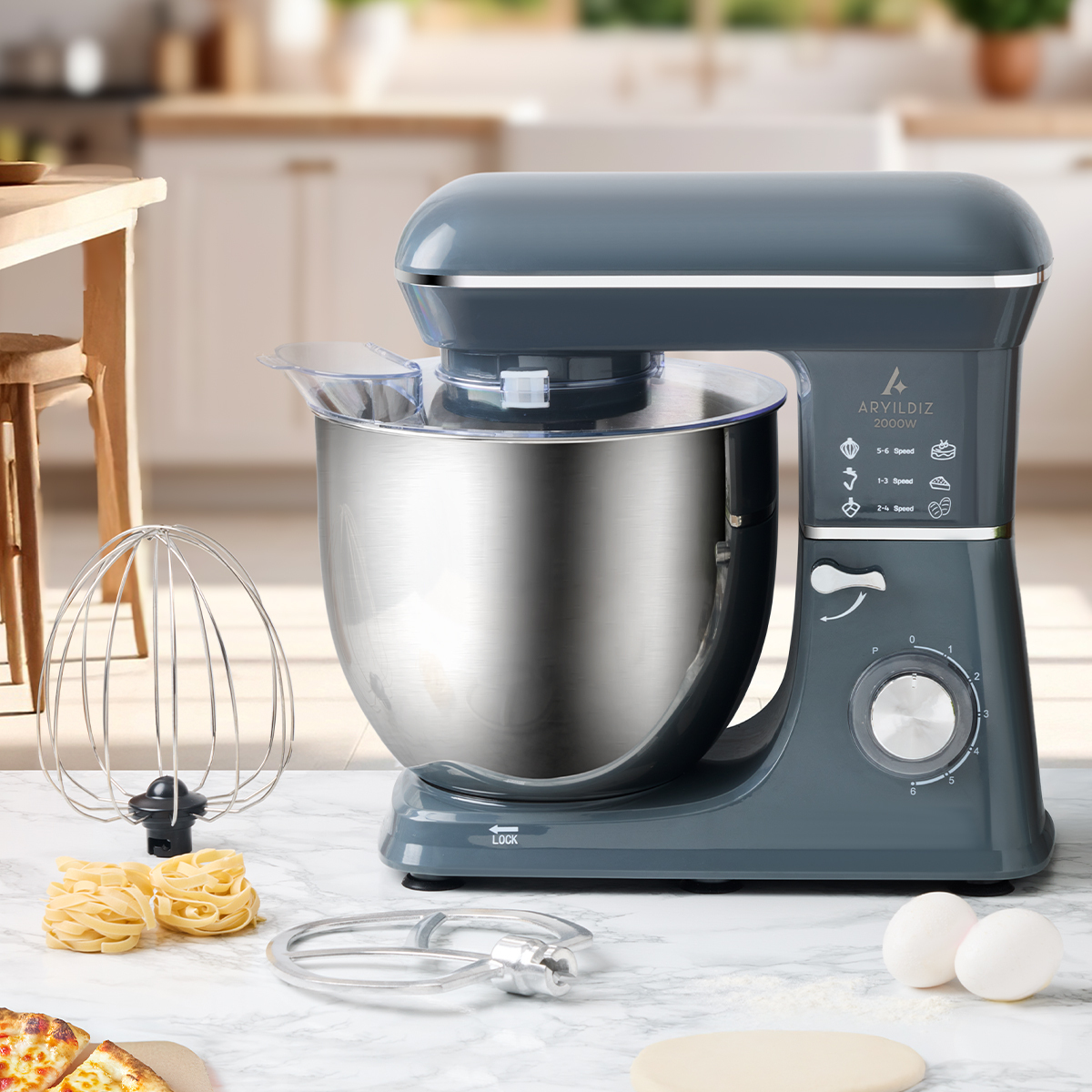 Aryıldız Power Chef XXL Stand Mikser Antrasit | Gallery Crystal
