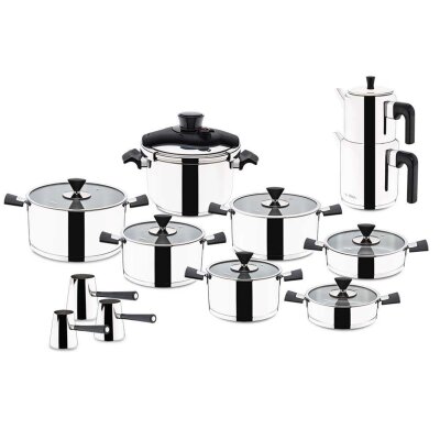 Aryıldız Pramit 22 Parça Siyah Cam İdeal Set - ARYILDIZ