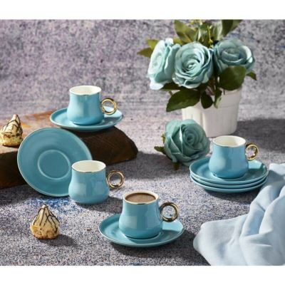 Aryıldız Prestige Turkuaz 12 Parça 6 Kişilik Kahve Fincan Takımı - ARYILDIZ