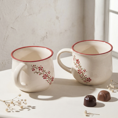 Aryıldız Rosella 2’li Seramik Kupa Kırmızı 150 ml - 2