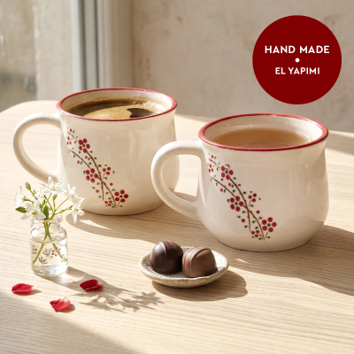 Aryıldız Rosella 2’li Seramik Kupa Kırmızı 150 ml - ARYILDIZ