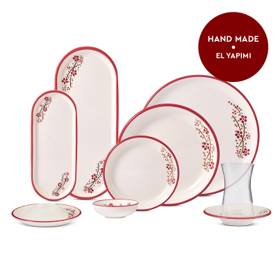 Aryıldız Rosella Kırmızı 6 Kişilik 36 Parça Seramik Kahvaltı Takımı - 5