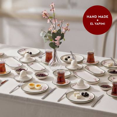 Aryıldız Rosella Yeşil 6 Kişilik 36 Parça Seramik Kahvaltı Takımı - ARYILDIZ