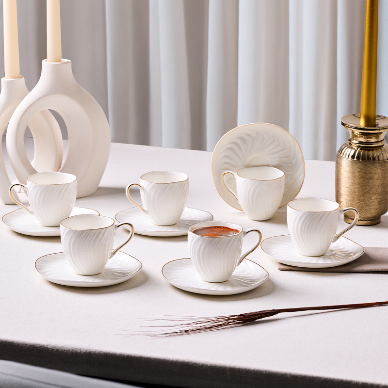 Aryıldız Serena Gold 12 Parça 6 Kişilik Kahve Fincan Takımı 90 ml - 1