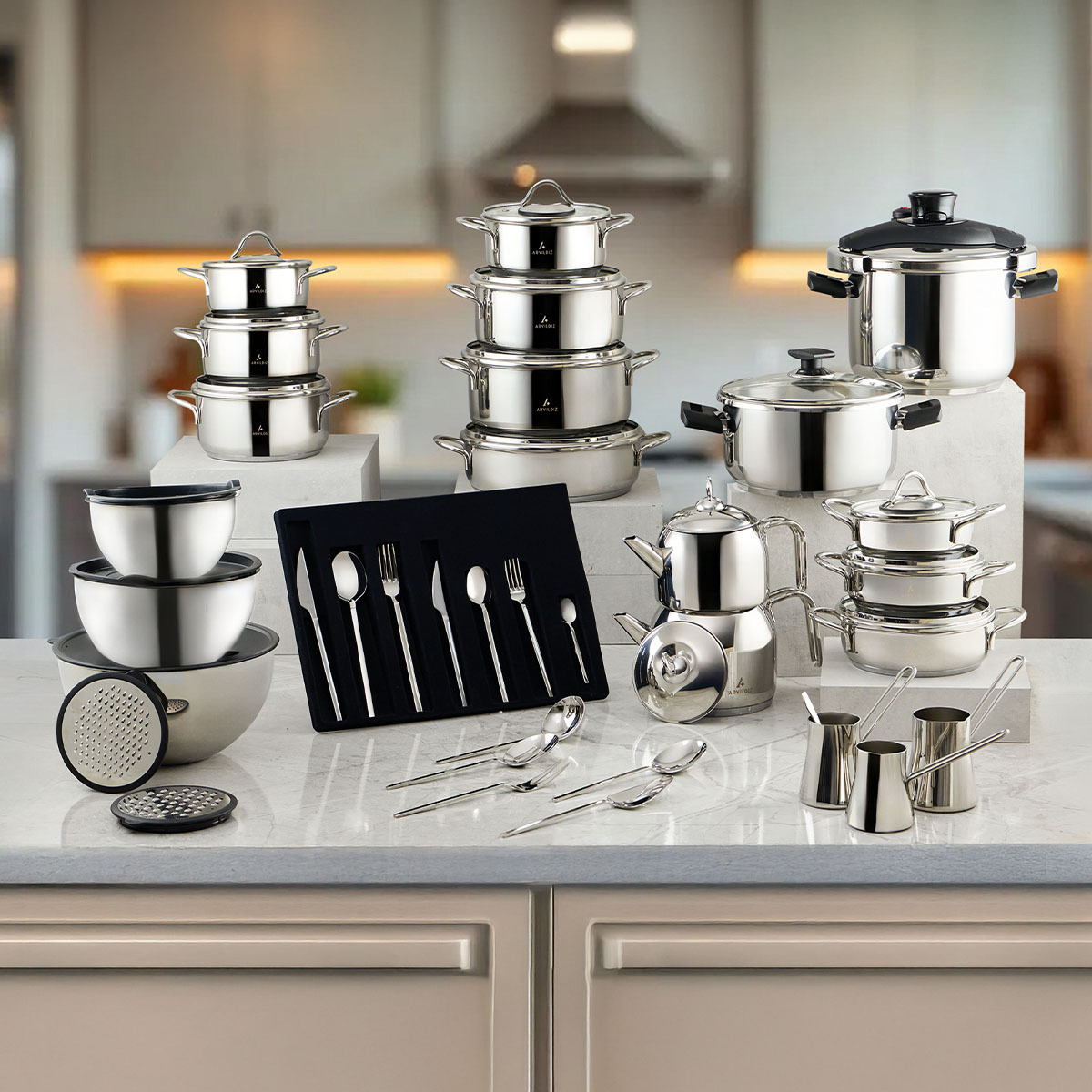 Aryıldız King 20 Parça Ideal Set Cam Kapak Mor | Gallery Crystal