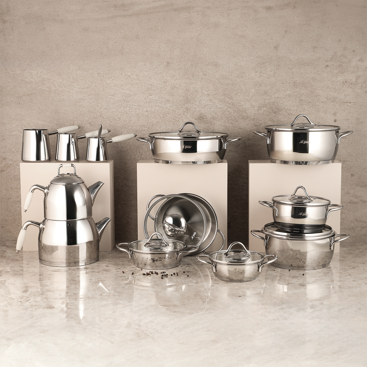BSブレイスセット Aryıldız Solo 6 Parça Midi Tencere Seti | Gallery Crystal