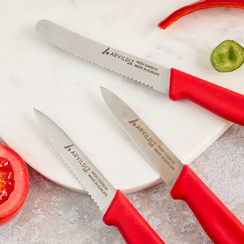 Aryıldız Solo 3 Parça Bıçak Seti kırmızı - 3