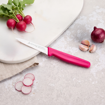 Aryıldız Solo Tırtıklı Sebze Bıçağı Pembe 10 cm - ARYILDIZ