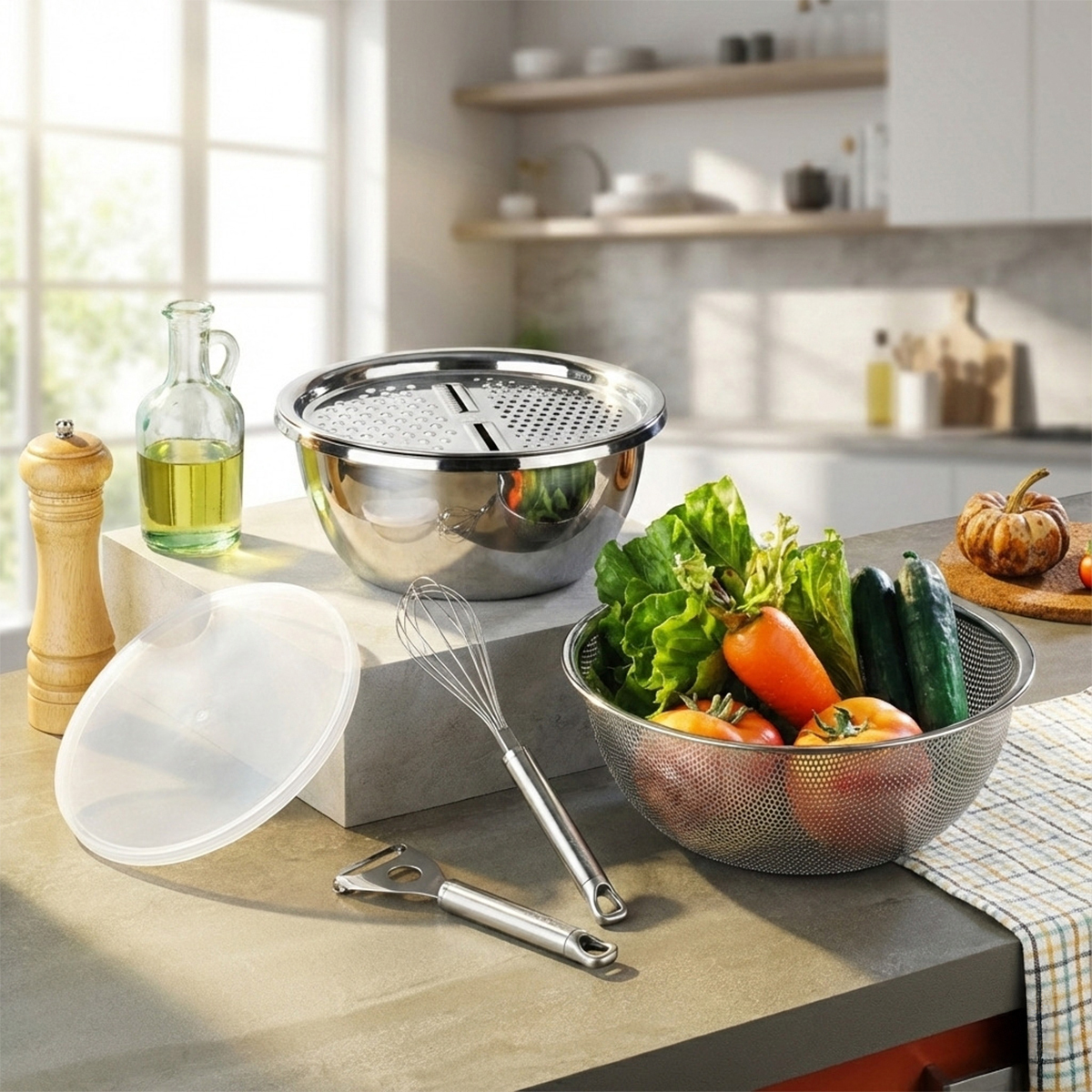 Neoflam Fika Glace Vakumlu Cam Saklama Kabı Gri 5 Parça Set