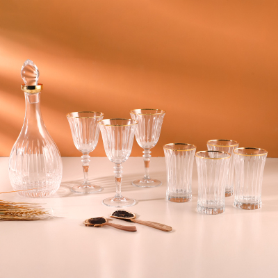 Aryıldız Steep Dekor Kristal Gold 25 Parça 12 Kişilik Su Seti - ARYILDIZ