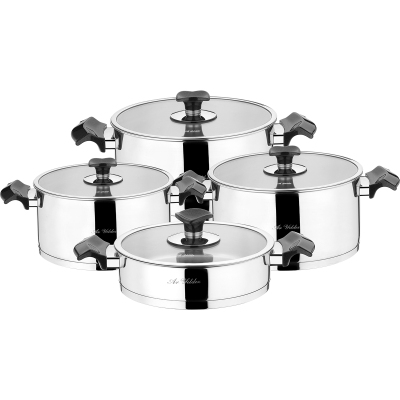 Aryıldız T-T Kıng Tencere Set Simli Sıyah 8 Parça - ARYILDIZ