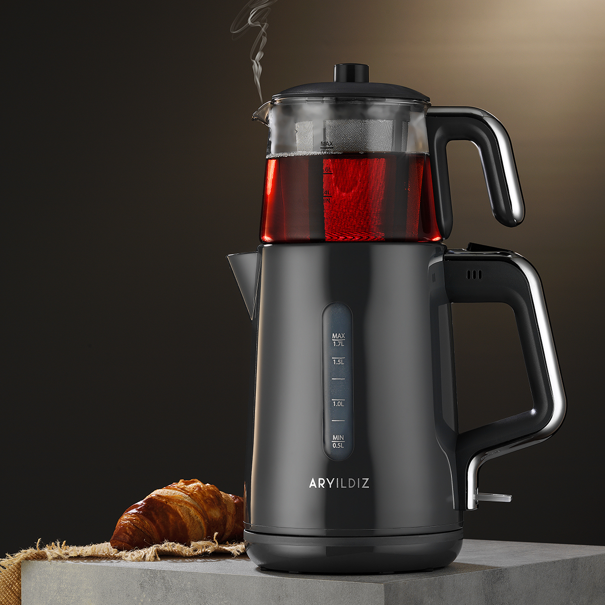Aryıldız Tea Perfect Çay Makinesi Antrasit | Gallery Crystal