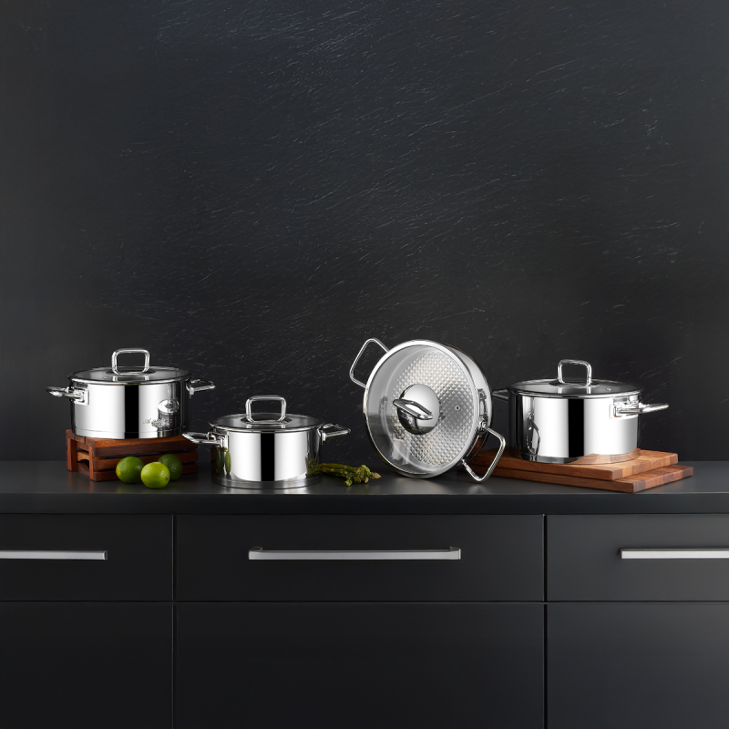 Aryıldız Vento Çizgili 8 Parça Çelik Tencere Seti - 1