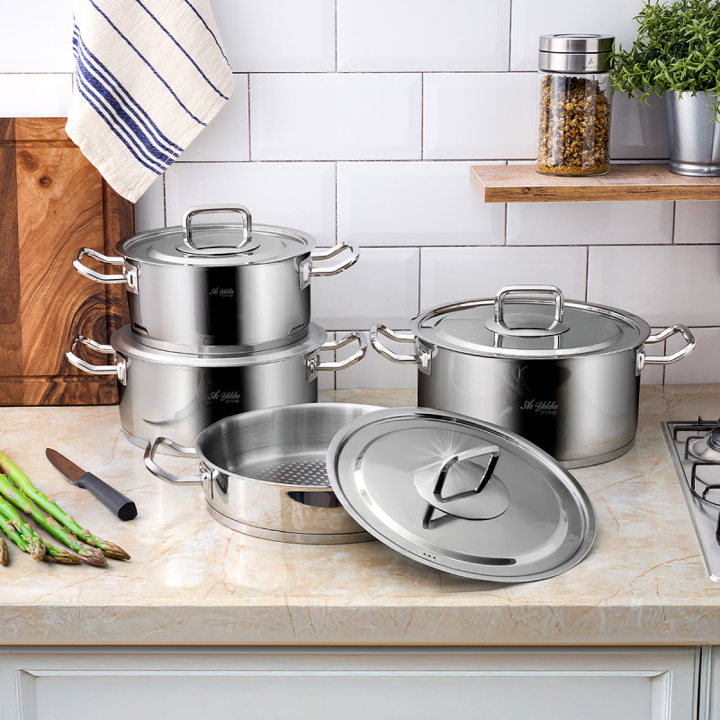 Aryıldız Vento Prestige Steel Kapak 8 Parça Tencere Seti - 1