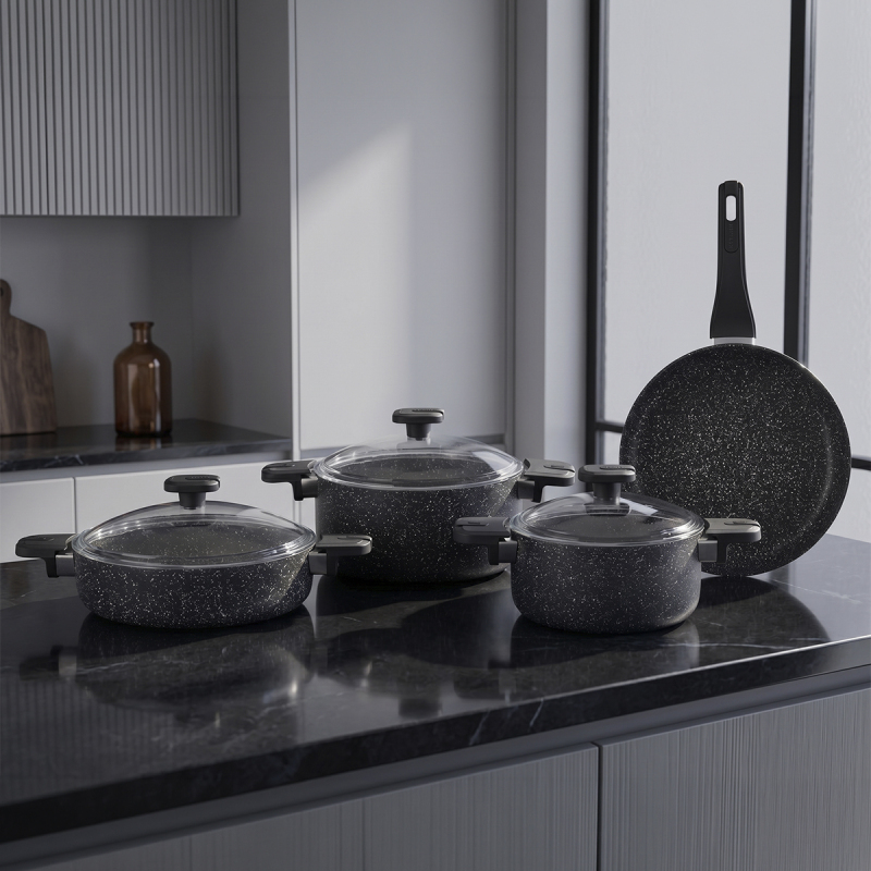 Noir Edge Collection4種セット Aryıldız Vortex Galaxy 7 Parça Tencere Seti | Gallery Crystal