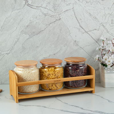 Bambum Bench Plus 4 Parça Standlı Baharat Takımı 1080 ml - BAMBUM