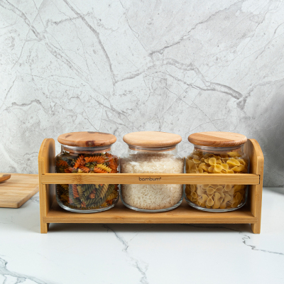 Bambum Bench Plus 4 Parça Standlı Baharat Takımı 500 ml - BAMBUM