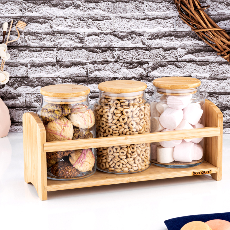 Bambum Bench Standlı 4 Parça Küçük Cam Baharat Takımı - 2