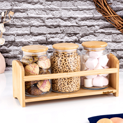 Bambum Bench Standlı 4 Parça Küçük Cam Baharat Takımı - 2