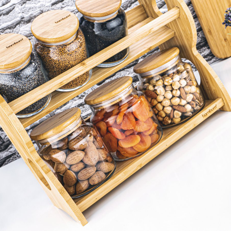 Bambum Bench Standlı 8 Parça Cam Baharat Takımı - 3