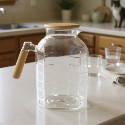 Bambum Gasol Bambu Kapalı Cam Sürahi - BAMBUM