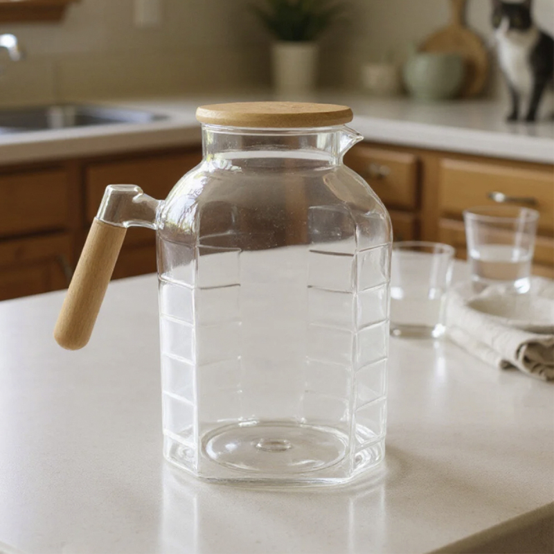 Bambum Gasol Bambu Kapalı Cam Sürahi - 1